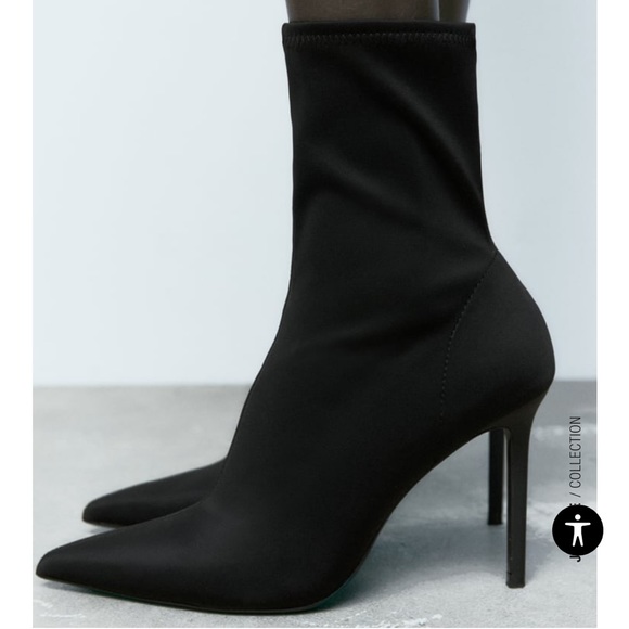 Worn once! Brand new black Zara stiletto ankle boots. Minor scuffing on bottom - Picture 3 of 6